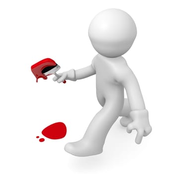 Painter with a red paint brush