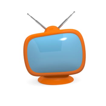 Retro television in orange,technology concept
