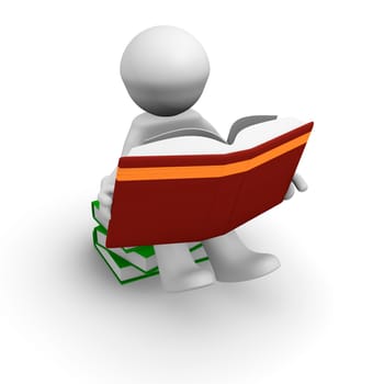 3d man reading a book