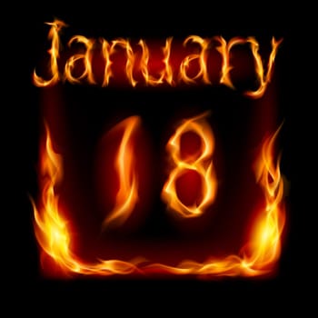 Eighteenth January in Calendar of Fire. Icon on black background