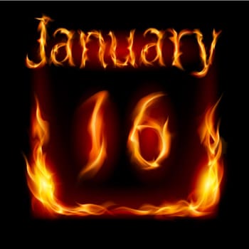 Sixteenth January in Calendar of Fire. Icon on black background