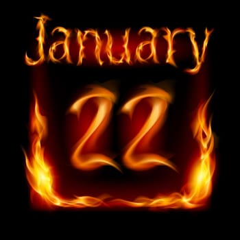 Twenty-second January in Calendar of Fire. Icon on black background