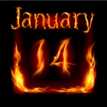 Fourteenth January in Calendar of Fire. Icon on black background