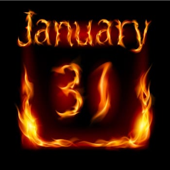 Thirty-first January in Calendar of Fire. Icon on black background