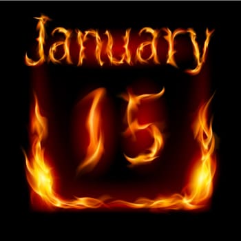 Fifteenth January in Calendar of Fire. Icon on black background