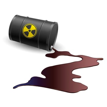 Barrel throwing toxic liquid. Illustration on white