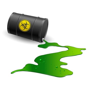 Spilled chemical barrel. Illustration on white background