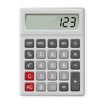 Top View of Gray Calculator. Illustration on white
