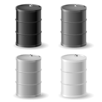 Oil barrels. Gray icons set on white