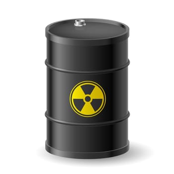 Black Barrel with a Radioactive Warning label
