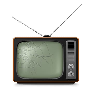 Broken Retro TV. Illustration for design on white background