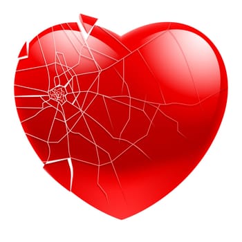 Broken Heart.  Illustration for design on white background