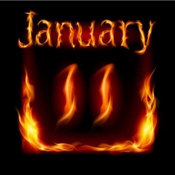 Eleventh January in Calendar of Fire. Icon on black background