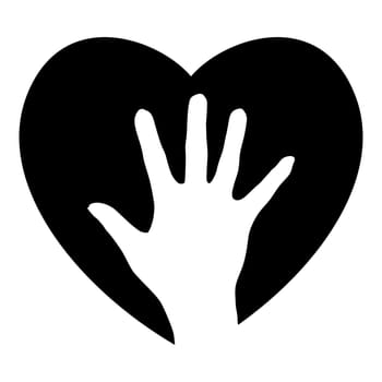 Helping Hand in the heart. Illustration for design on white background