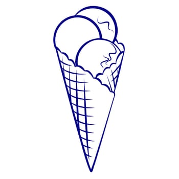 Ice Cream, blue-and-white illustration on a white background