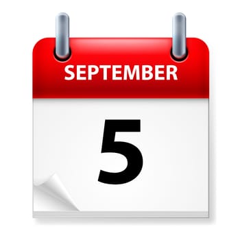 The fifth September in Calendar icon on white background