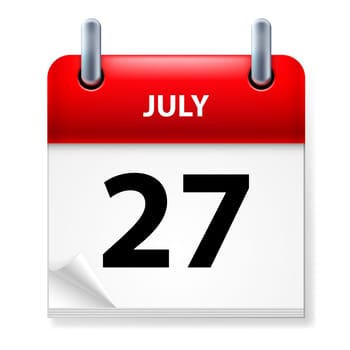 Twenty-seventh July in Calendar icon on white background