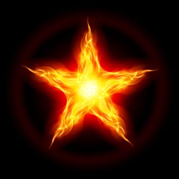 Abstract Fire star. The form of the third. Illustration on black background