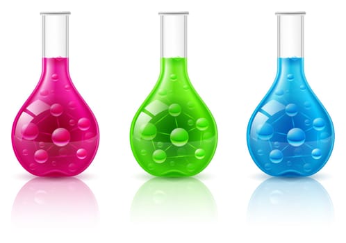 Test tube set on a white background. Illustration for design