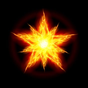 Abstract Fire star. The form of the first. Illustration on black background