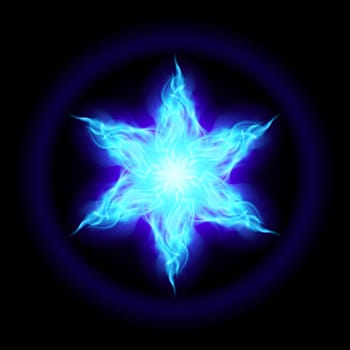 Abstract Ice star. The form of the second. Illustration on black background