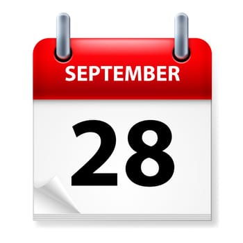 Twenty-eighth. September in Calendar icon on white background