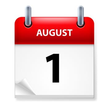 First in August Calendar icon on white background