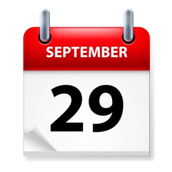 Twenty-ninth September in Calendar icon on white background