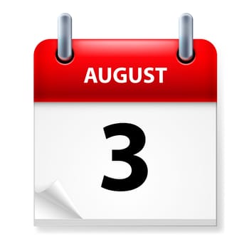 Third in August Calendar icon on white background