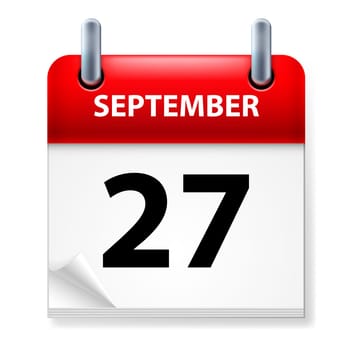 Twenty-seventh September in Calendar icon on white background
