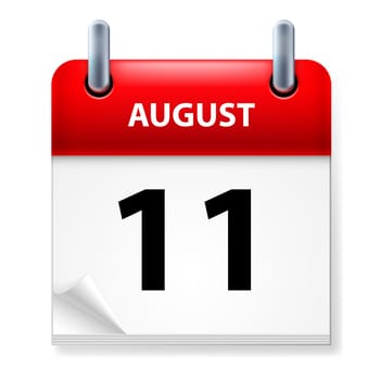 Eleventh in August Calendar icon on white background