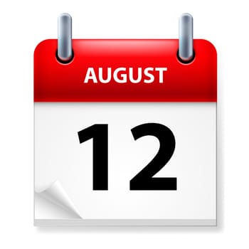Twelfth in August Calendar icon on white background