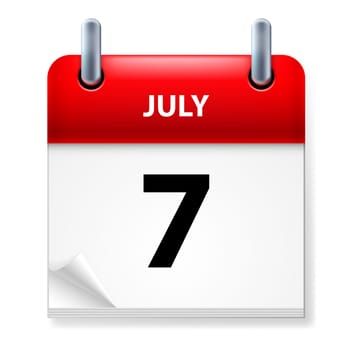 Seventh July in Calendar icon on white background