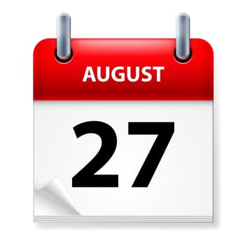 Twenty-seventh August in Calendar icon on white background