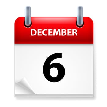 Sixth in December Calendar icon on white background