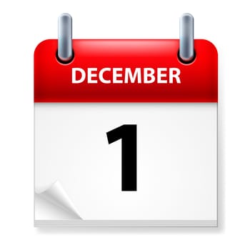 First in December Calendar icon on white background