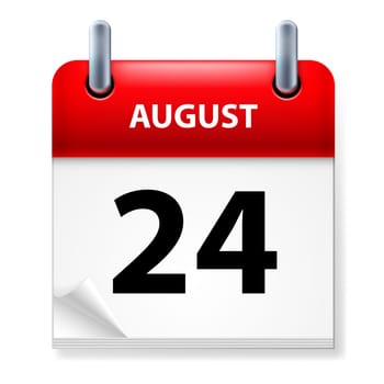Twenty-fourth August in Calendar icon on white background