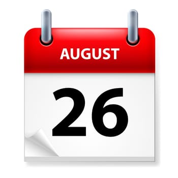 Twenty-Sixth August in Calendar icon on white background