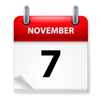 Seventh in November Calendar icon on white background