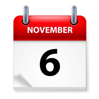 Sixth in November Calendar icon on white background