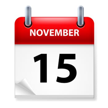 Fifteenth in November Calendar icon on white background