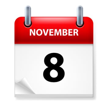 Eighth in November Calendar icon on white background