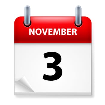 Third in November Calendar icon on white background