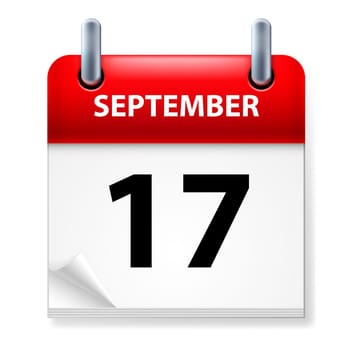 Seventeenth September in Calendar icon on white background