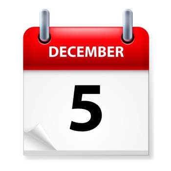 Fifth in December Calendar icon on white background