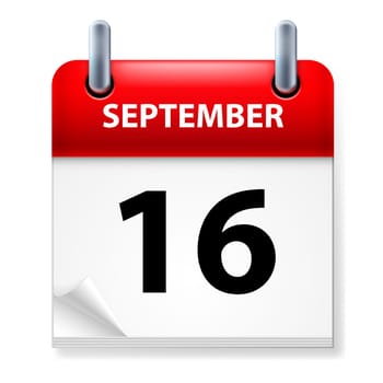 Sixteenth September in Calendar icon on white background