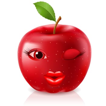 Cartoon Red Apple. Illustration for design on white background