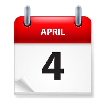 Fourth in April Calendar icon on white background