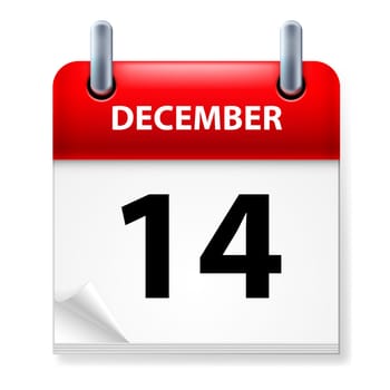 Fourteenth in December Calendar icon on white background