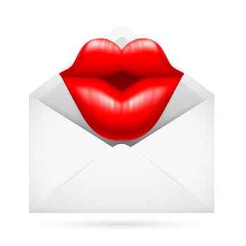 Illustration of a Post Envelope with Kiss Sign Inside